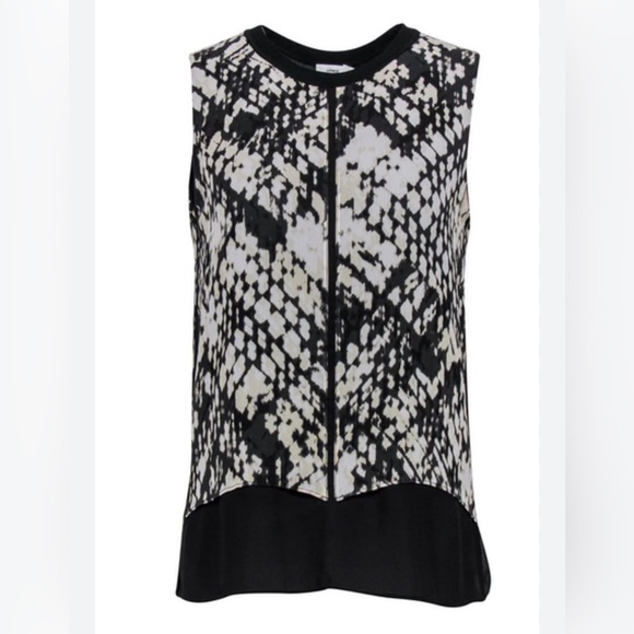 Vince - Black & Cream Abstract Pattern Sleeveless Blouse Sz XS - Picture 2 of 6